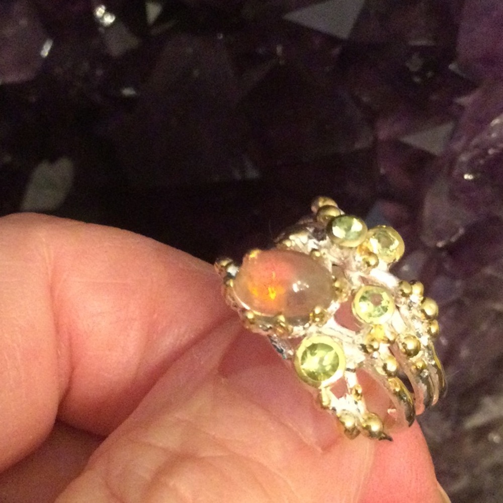 Surrealistic Genuine Firery Opal Ring - Picture 14 of 14